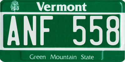 VT license plate ANF558