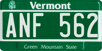 VT license plate ANF562