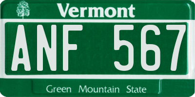 VT license plate ANF567