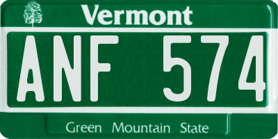 VT license plate ANF574