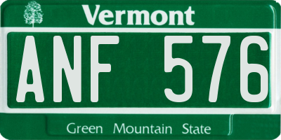 VT license plate ANF576