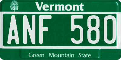 VT license plate ANF580