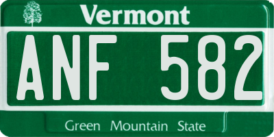 VT license plate ANF582