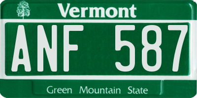 VT license plate ANF587