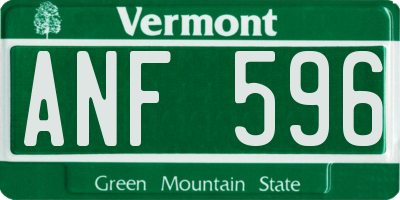 VT license plate ANF596