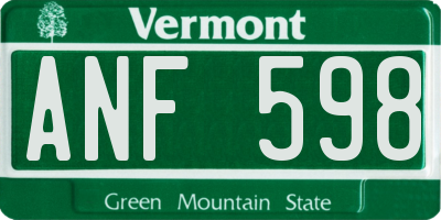 VT license plate ANF598