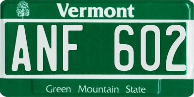VT license plate ANF602