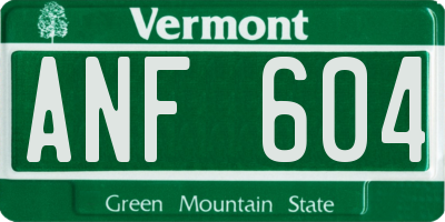 VT license plate ANF604