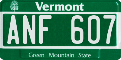 VT license plate ANF607