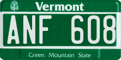 VT license plate ANF608