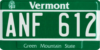 VT license plate ANF612