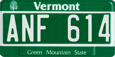 VT license plate ANF614