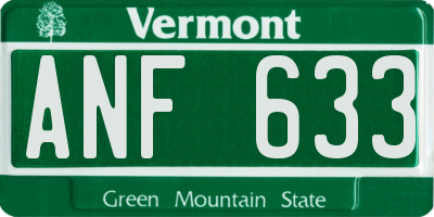 VT license plate ANF633