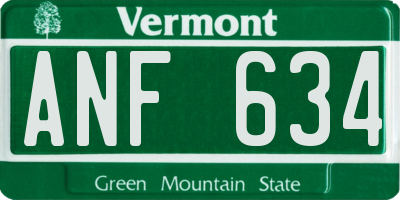 VT license plate ANF634