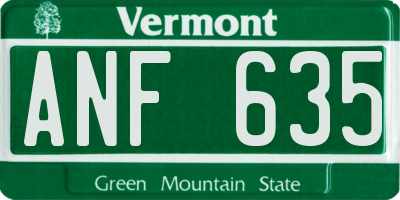 VT license plate ANF635