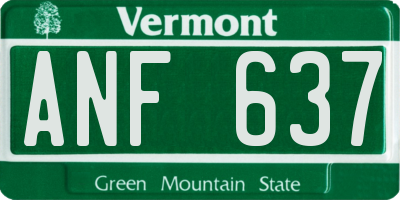 VT license plate ANF637