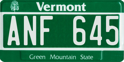 VT license plate ANF645