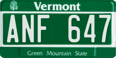 VT license plate ANF647