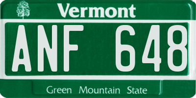 VT license plate ANF648