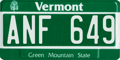 VT license plate ANF649