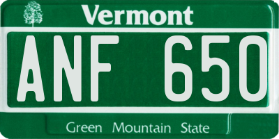 VT license plate ANF650