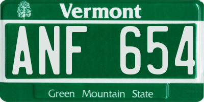 VT license plate ANF654