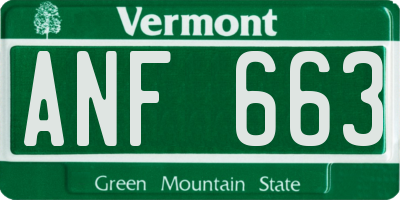 VT license plate ANF663