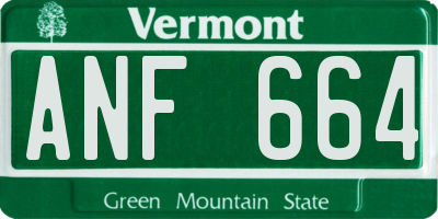 VT license plate ANF664