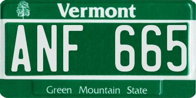 VT license plate ANF665
