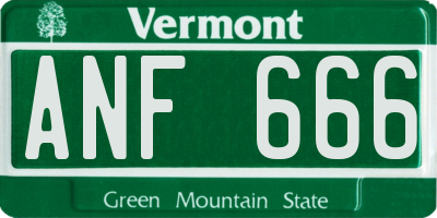 VT license plate ANF666