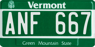 VT license plate ANF667