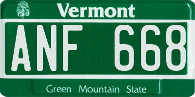 VT license plate ANF668