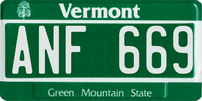 VT license plate ANF669