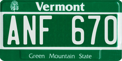 VT license plate ANF670