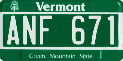VT license plate ANF671