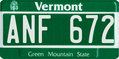 VT license plate ANF672