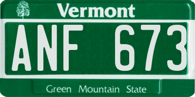 VT license plate ANF673