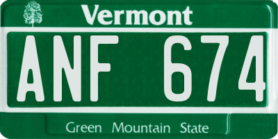 VT license plate ANF674