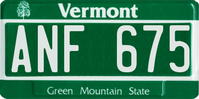 VT license plate ANF675