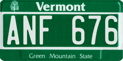VT license plate ANF676