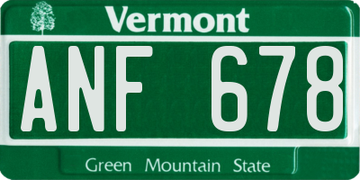 VT license plate ANF678