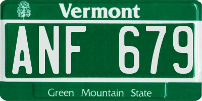 VT license plate ANF679