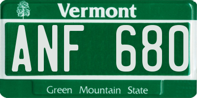 VT license plate ANF680