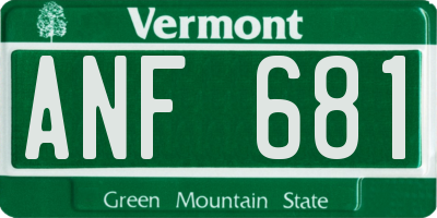 VT license plate ANF681