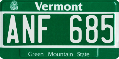 VT license plate ANF685