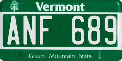 VT license plate ANF689