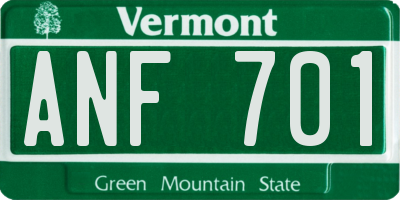 VT license plate ANF701
