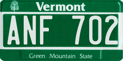 VT license plate ANF702