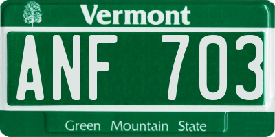 VT license plate ANF703