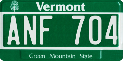 VT license plate ANF704